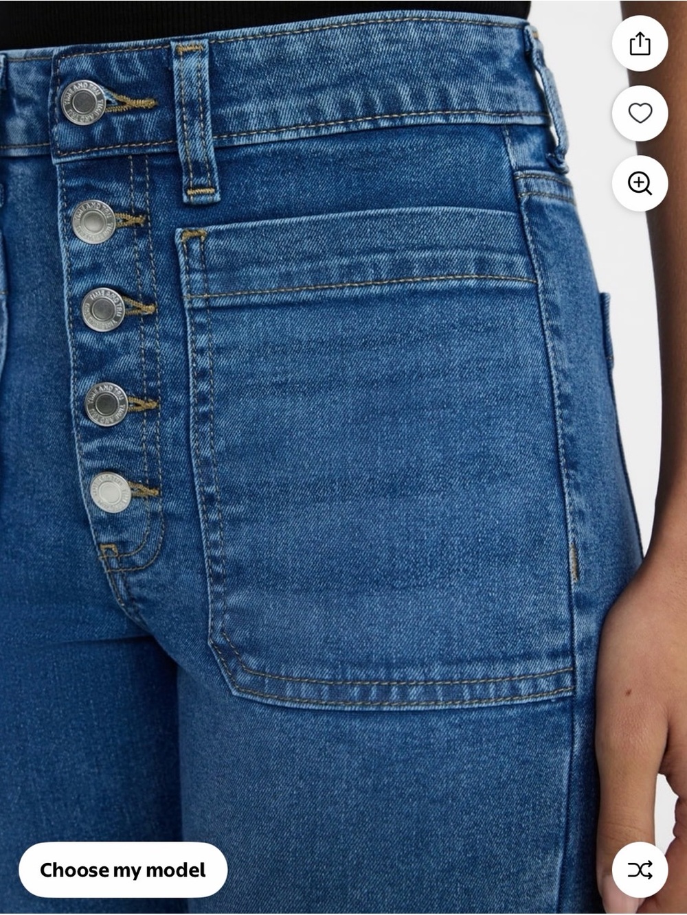Time and Tru Women's Patch Pocket Flare Jeans, 31" Inseam, Sizes 2 - Picture 5 of 7